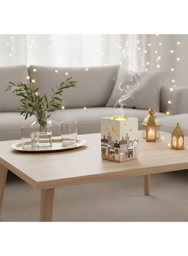 Luxury Hand-Painted Incense Burner – Ramadan Decorative Mabkhara with Crescent Moon Design for Elegant Home & Table Décor - Image 4